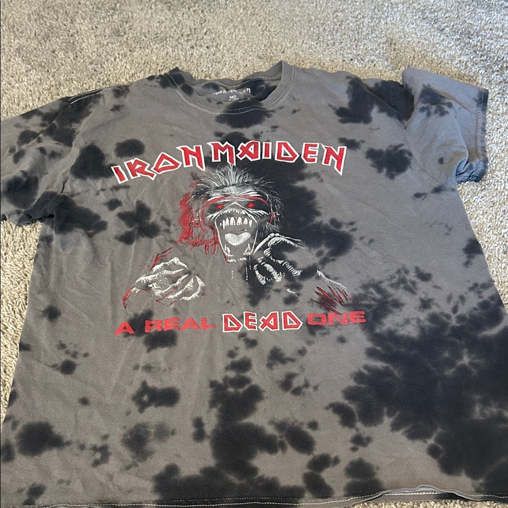 Gray and Black Tie-Dye Men's Shirt